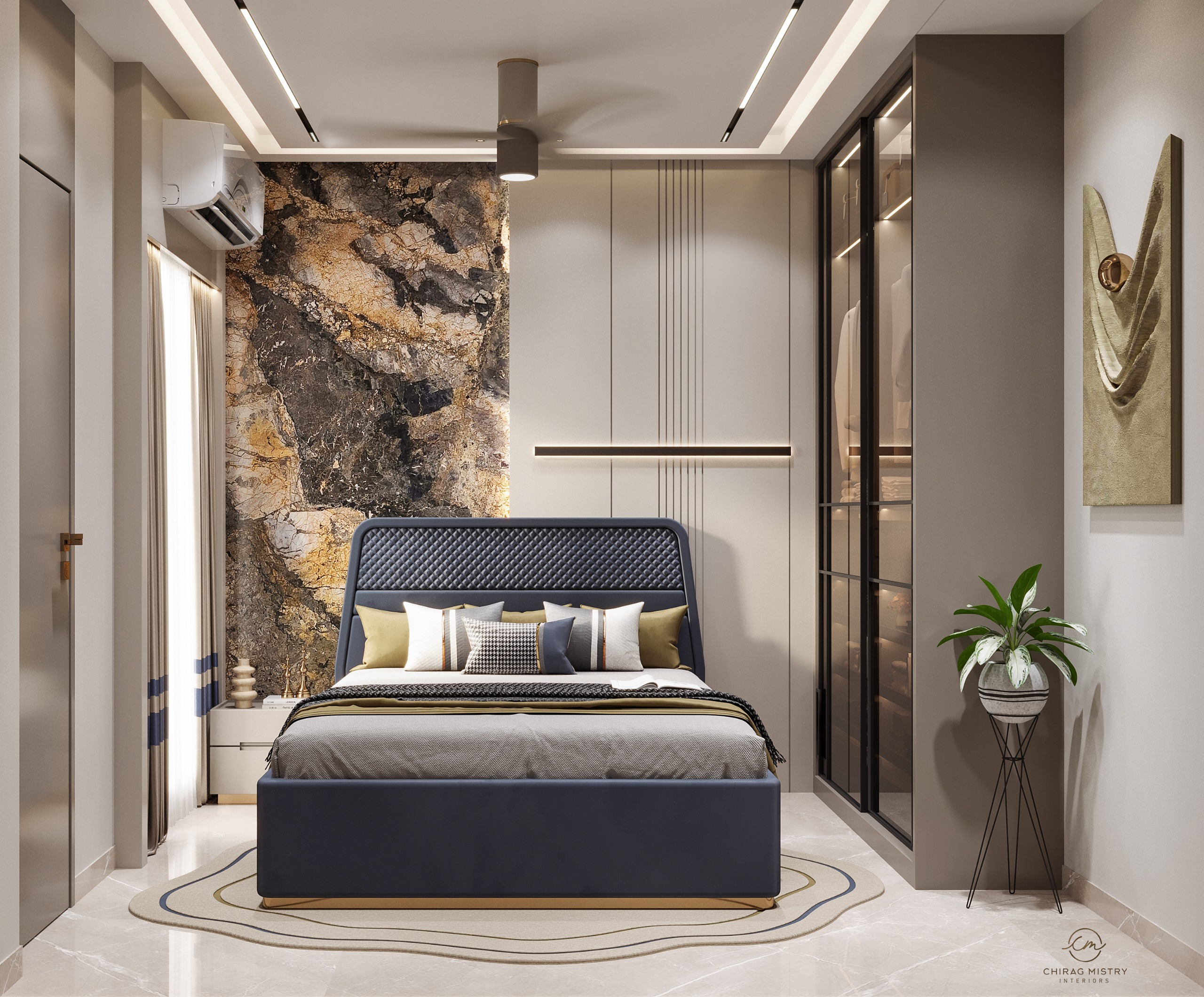 Bedroom in a modern 1 BHK flat in Thane with a well-planned layout and comfortable living